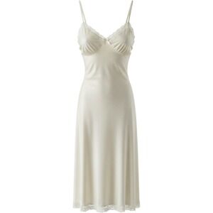 Vintage Mel-Lin Ivory Nylon‎ Lace Trim Full Slip Dress Adjustable Straps Size 38